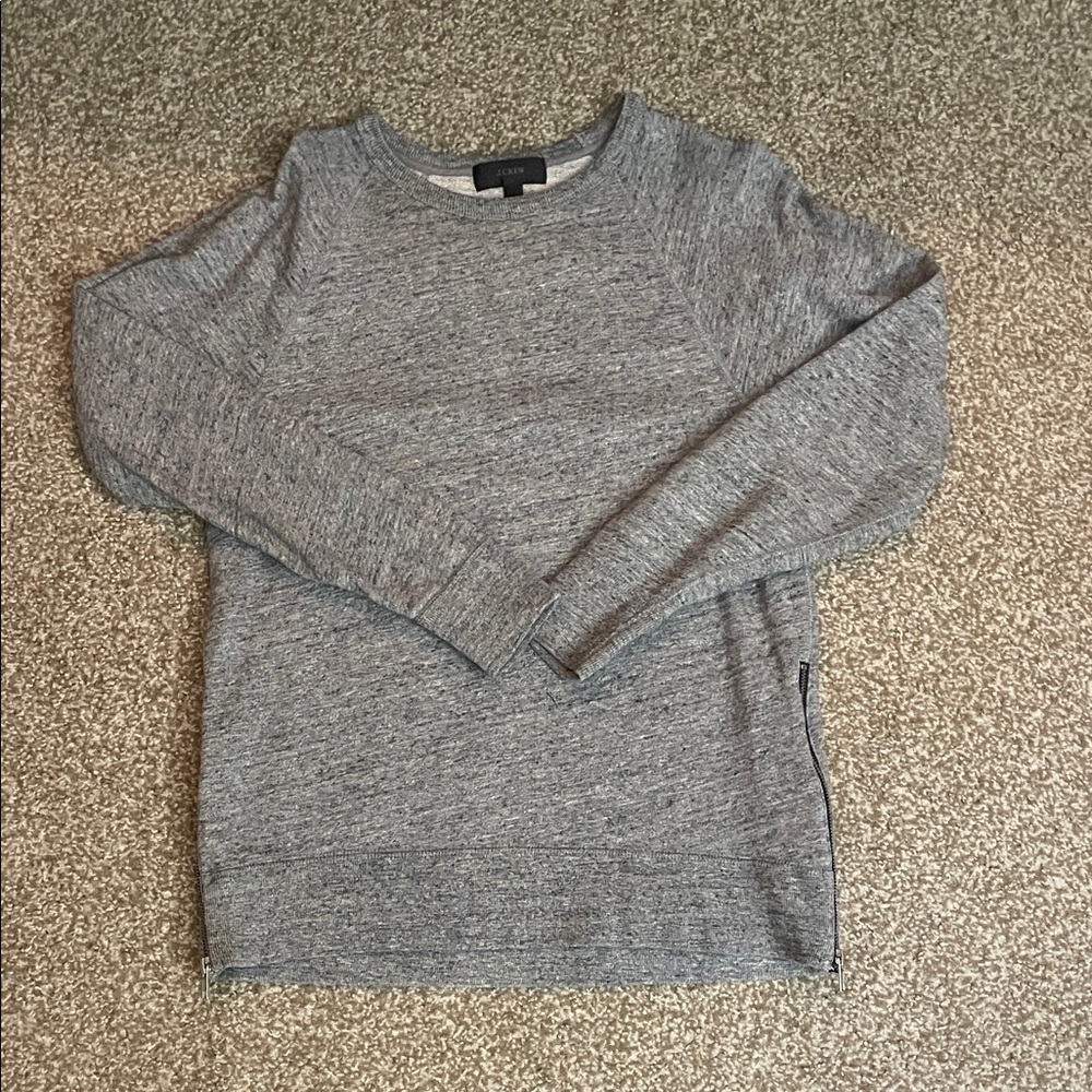 J.Crew Terrycloth Heather Gray Crewneck Sweater
